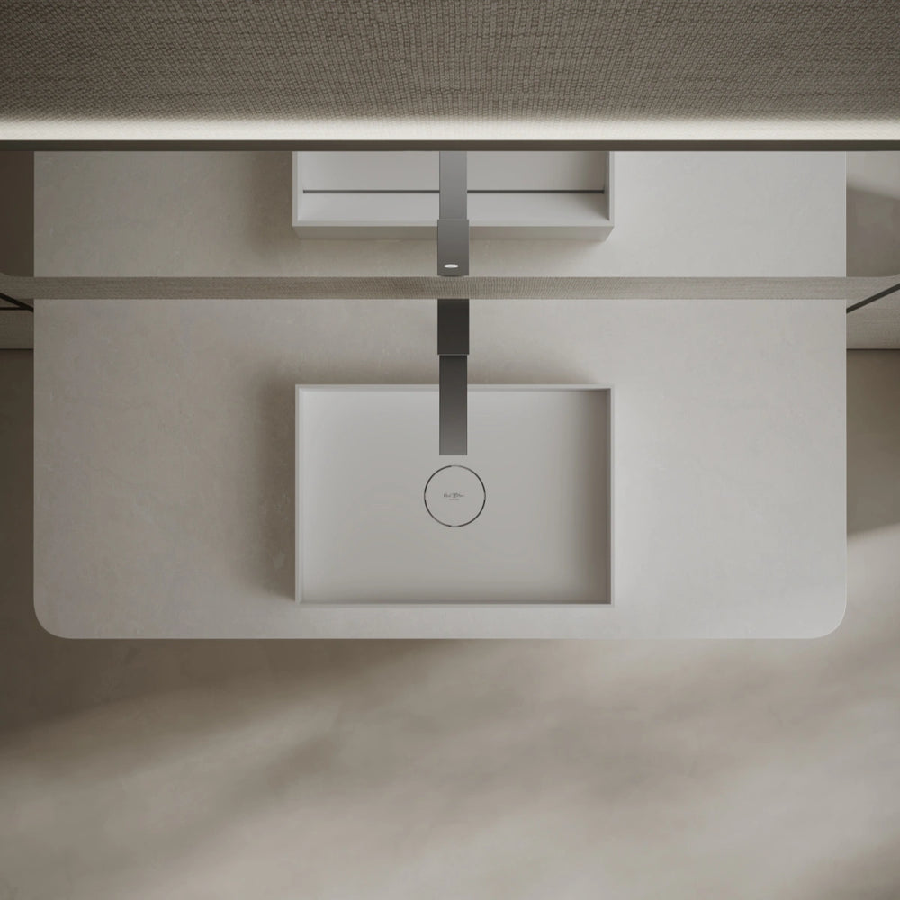 MonBlari TW-A112 White Solid Surface Vessel Sink Bathroom Sink 450mm-500mm
