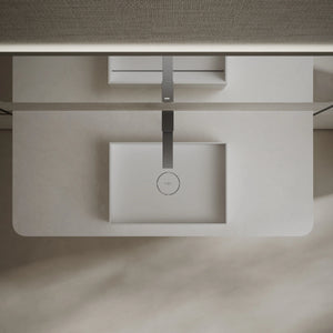 MonBlari TW-A112 White Solid Surface Vessel Sink Bathroom Sink 450mm-500mm