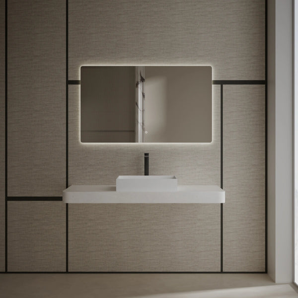 MonBlari TW-A112 White Solid Surface Vessel Sink Bathroom Sink 450mm-500mm