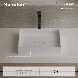 MonBlari TW-A112 White Solid Surface Vessel Sink Bathroom Sink 450mm-500mm