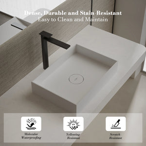 MonBlari TW-A112 White Solid Surface Vessel Sink Bathroom Sink 450mm-500mm