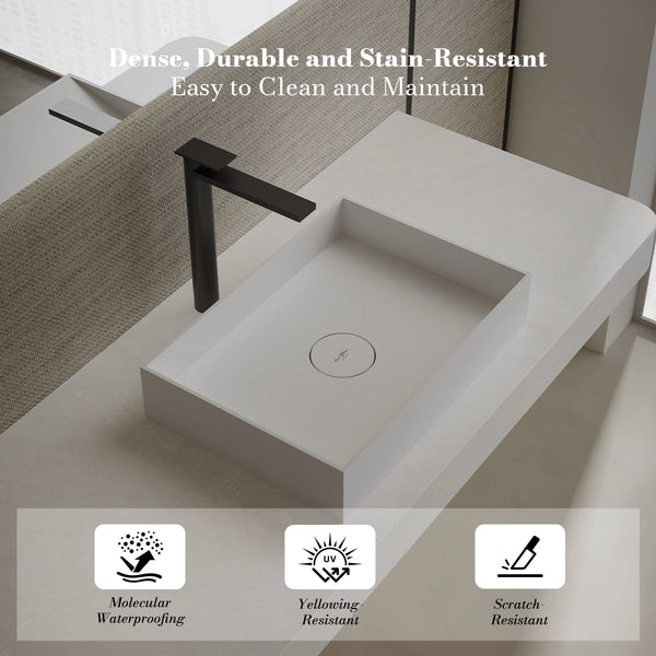 MonBlari TW-A112 White Solid Surface Vessel Sink Bathroom Sink 450mm-500mm