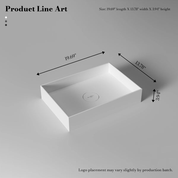 MonBlari TW-A112 White Solid Surface Vessel Sink Bathroom Sink 450mm-500mm