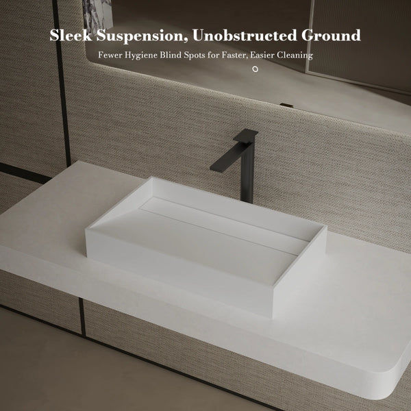 MonBlari TW-A160 Rectangular Solid Surface Vessel Sink Bathroom Sink 600mm