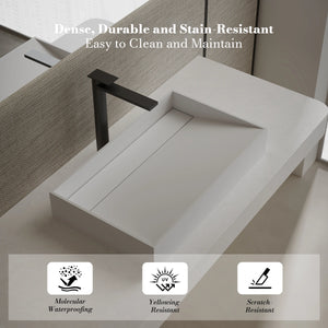 MonBlari TW-A160 Rectangular Solid Surface Vessel Sink Bathroom Sink 600mm