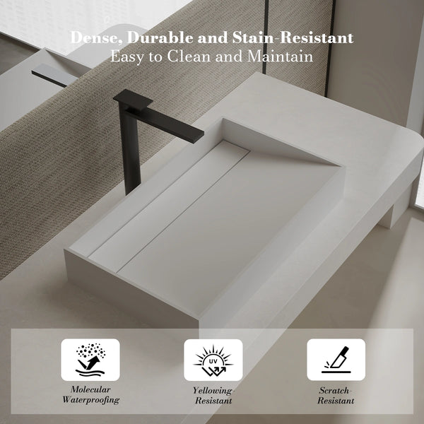 MonBlari TW-A160 Rectangular Solid Surface Vessel Sink Bathroom Sink 600mm
