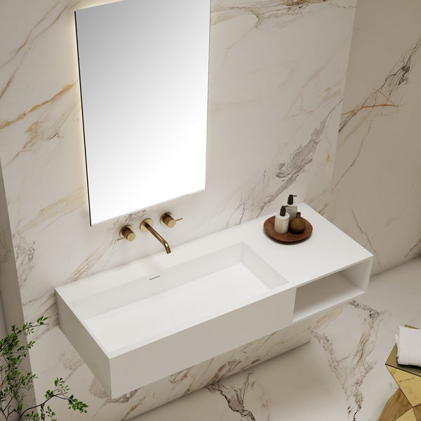 47 Inch MonBlari Solid Surface Vessel Bowl Sink Bathroom Sink-TW-G206-LeftTopView