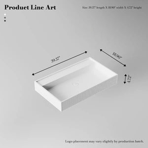 MonBlari TW-G251 Solid Surface Bathroom Wash Basin Fluted Design Wall Mount Sink