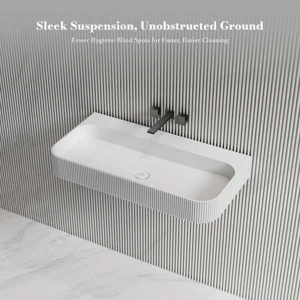MonBlari TW-G261 VENUS SERIES Solid Surface Wall Mount Sink Fluted