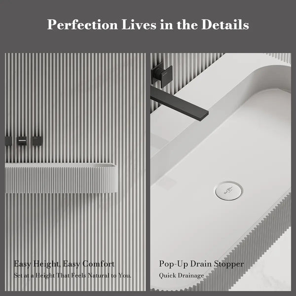 MonBlari TW-G261 VENUS SERIES Solid Surface Wall Mount Sink Fluted
