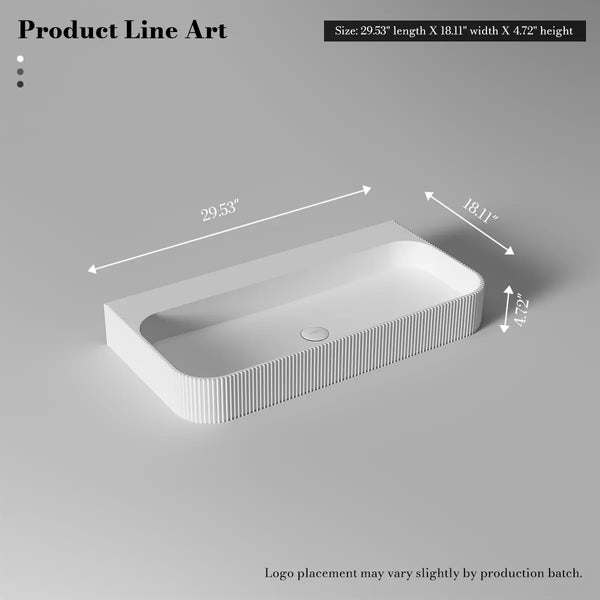 MonBlari TW-G261 VENUS SERIES Solid Surface Wall Mount Sink Fluted