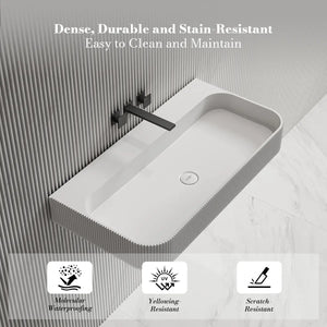 MonBlari TW-G261 VENUS SERIES Solid Surface Wall Mount Sink Fluted