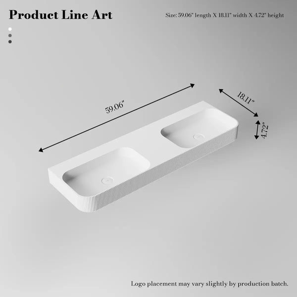 MonBlari TW-G262 Solid Surface Bathroom Basin Wall Mount Sink Fluted
