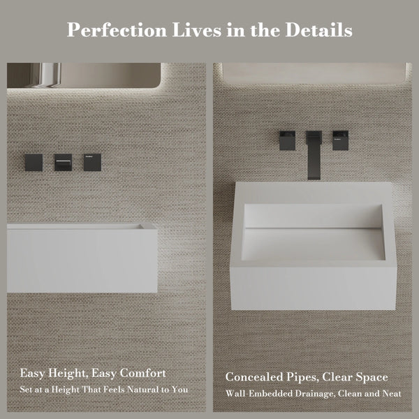 MonBlari TW-G271 Solid Surface Wall-mount Wash Basin 450mm