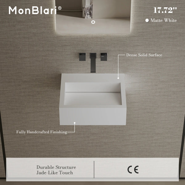 MonBlari TW-G271 Solid Surface Wall-mount Wash Basin 450mm