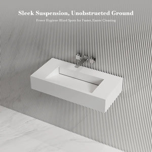 MonBlari TW-G273 SERENE SERIES Solid Surface Wall Mount Bathroom Sink 800mm