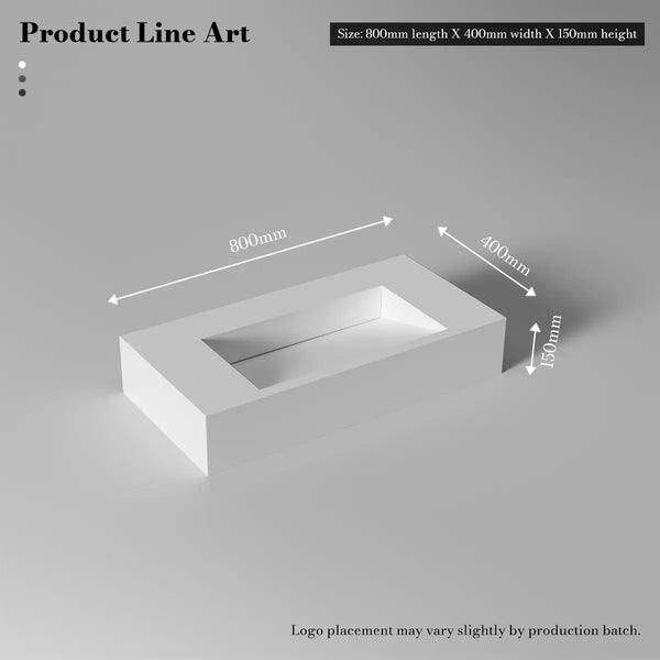 MonBlari TW-G273 SERENE SERIES Solid Surface Wall Mount Bathroom Sink 800mm