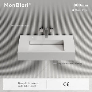 MonBlari TW-G273 SERENE SERIES Solid Surface Wall Mount Bathroom Sink 800mm