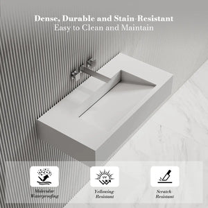 MonBlari TW-G273 SERENE SERIES Solid Surface Wall Mount Bathroom Sink 800mm