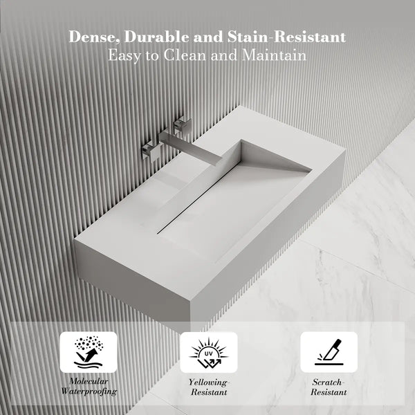 MonBlari TW-G273 SERENE SERIES Solid Surface Wall Mount Bathroom Sink 800mm