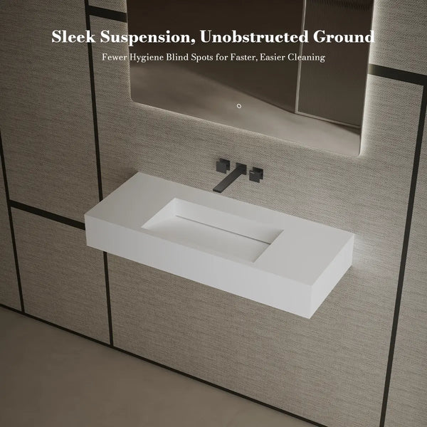 MonBlari TW-G275 Solid Surface Wall Hung Sink Bathroom Basin 1000mm