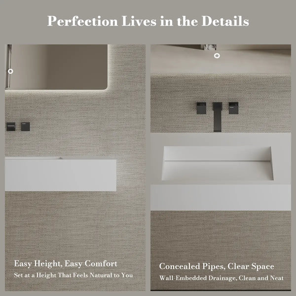 MonBlari TW-G275 Solid Surface Wall Hung Sink Bathroom Basin 1000mm