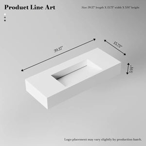 MonBlari TW-G275 Solid Surface Wall Hung Sink Bathroom Basin 1000mm