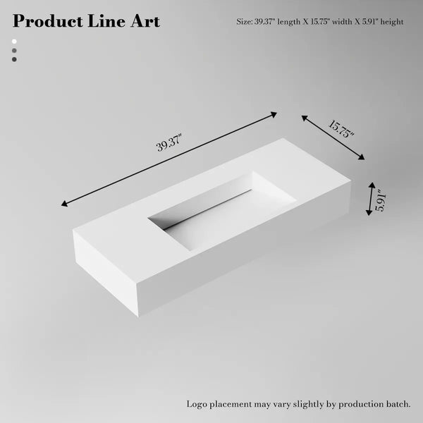 MonBlari TW-G275 Solid Surface Wall Hung Sink Bathroom Basin 1000mm