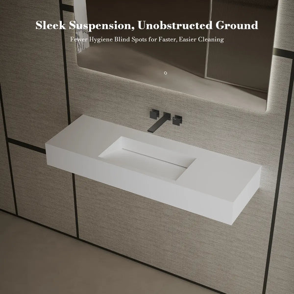 MonBlari TW-G276 Rectangular Solid Surface Wall Mount Sink 1200mm