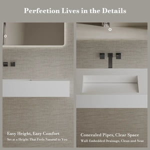 MonBlari TW-G276 Rectangular Solid Surface Wall Mount Sink 1200mm