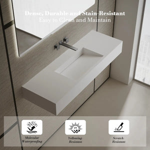 MonBlari TW-G276 Rectangular Solid Surface Wall Mount Sink 1200mm