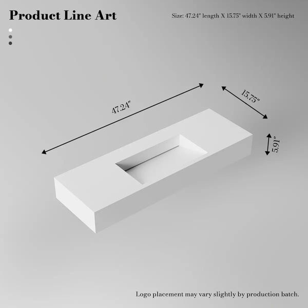 MonBlari TW-G276 Rectangular Solid Surface Wall Mount Sink 1200mm