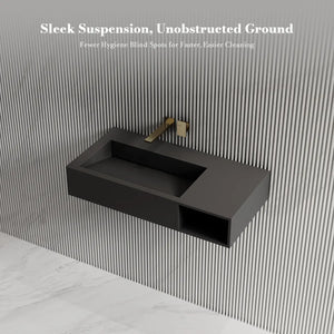 MonBlari TW-G281 Solid Surface Wall Mount Vessel Bathroom Sink 800mm