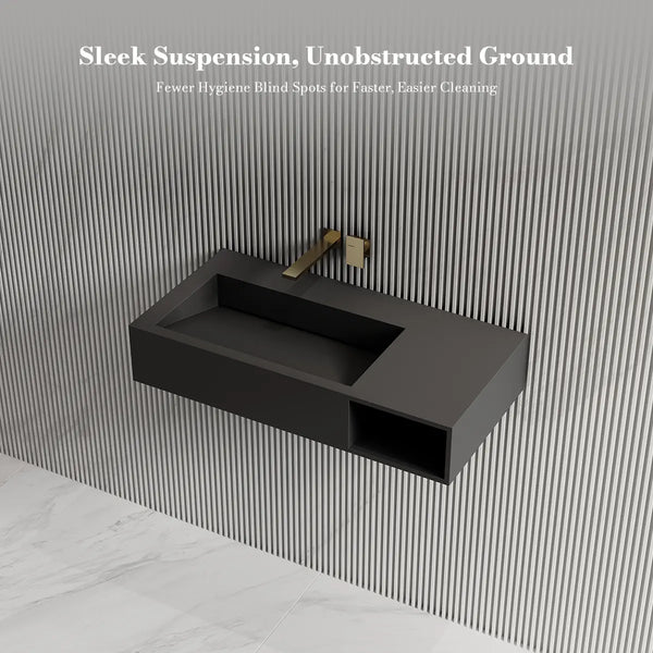 MonBlari TW-G281 Solid Surface Wall Mount Vessel Bathroom Sink 800mm