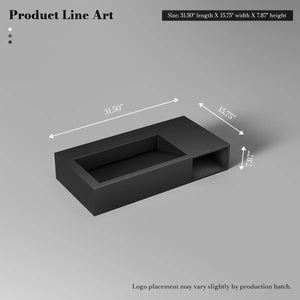 MonBlari TW-G281 Solid Surface Wall Mount Vessel Bathroom Sink 800mm