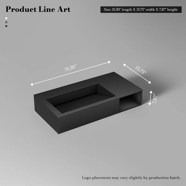 MonBlari TW-G281 Solid Surface Wall Mount Vessel Bathroom Sink 800mm