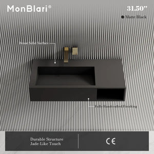 MonBlari TW-G281 Solid Surface Wall Mount Vessel Bathroom Sink 800mm