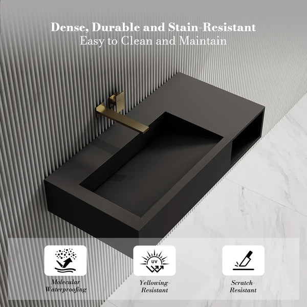 MonBlari TW-G281 Solid Surface Wall Mount Vessel Bathroom Sink 800mm