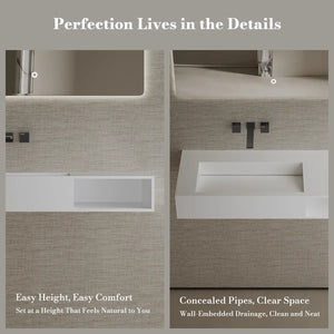 MonBlari TW-G282 Solid Surface Basin Wall Mount Sink 1000mm