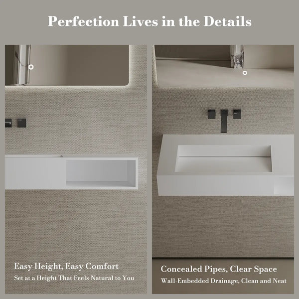 MonBlari TW-G282 Solid Surface Basin Wall Mount Sink 1000mm