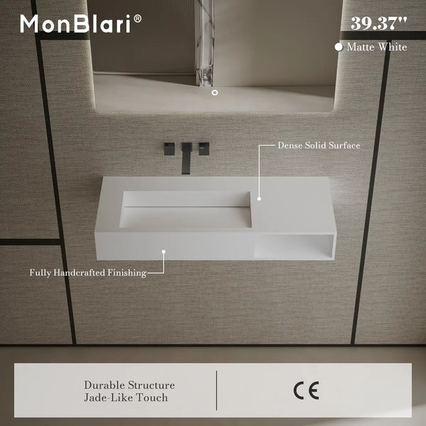 MonBlari TW-G282 Solid Surface Basin Wall Mount Sink 1000mm