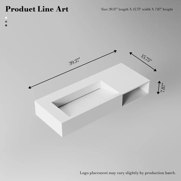MonBlari TW-G282 Solid Surface Basin Wall Mount Sink 1000mm