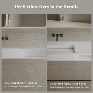 MonBlari TW-G283 Solid Surface Sink Wall Mount Sink for Bathroom 1000mm