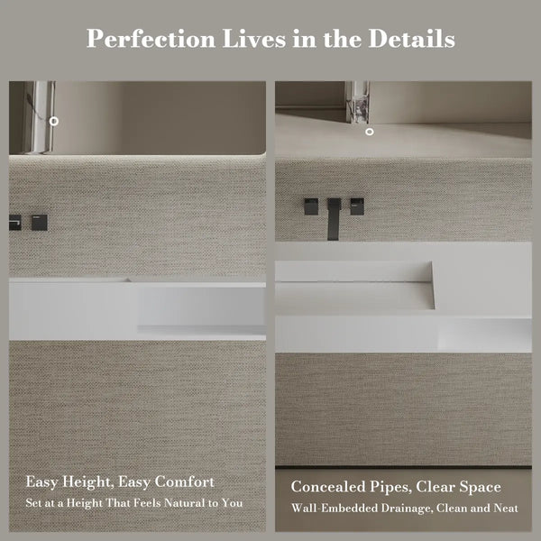 MonBlari TW-G283 Solid Surface Sink Wall Mount Sink for Bathroom 1000mm