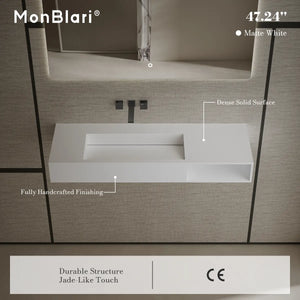 MonBlari TW-G283 Solid Surface Sink Wall Mount Sink for Bathroom 1000mm