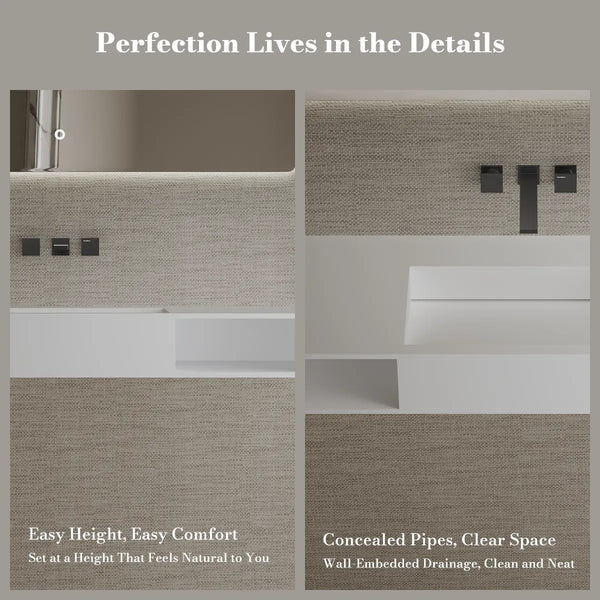 MonBlari TW-G285 Solid Surface Sink Wall Hung Sink for Bathroom 1200mm
