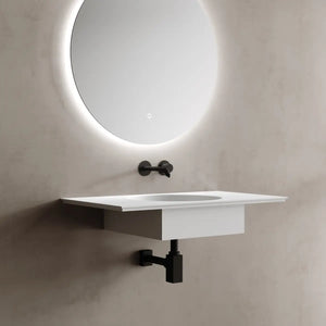 MonBlari TW-G295 White Minimalist Solid Surface Wall Mount Sink Basin