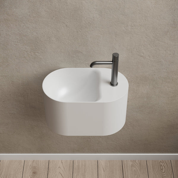 19.7 Inch MonBlari Solid Surface Wall Mount Sink TW-G901-FrontTop