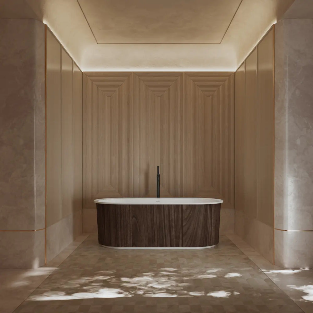 MonBlari TW-M21 Wood Veneer Acrylic Freestanding Bathtub 1700mm
