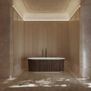 MonBlari TW-M21 Wood Veneer Acrylic Freestanding Bathtub 1700mm